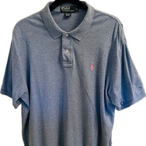 Polo Ralph Lauren Men’s Short Sleeve Polo Blue with Pink Logo Size Large.
